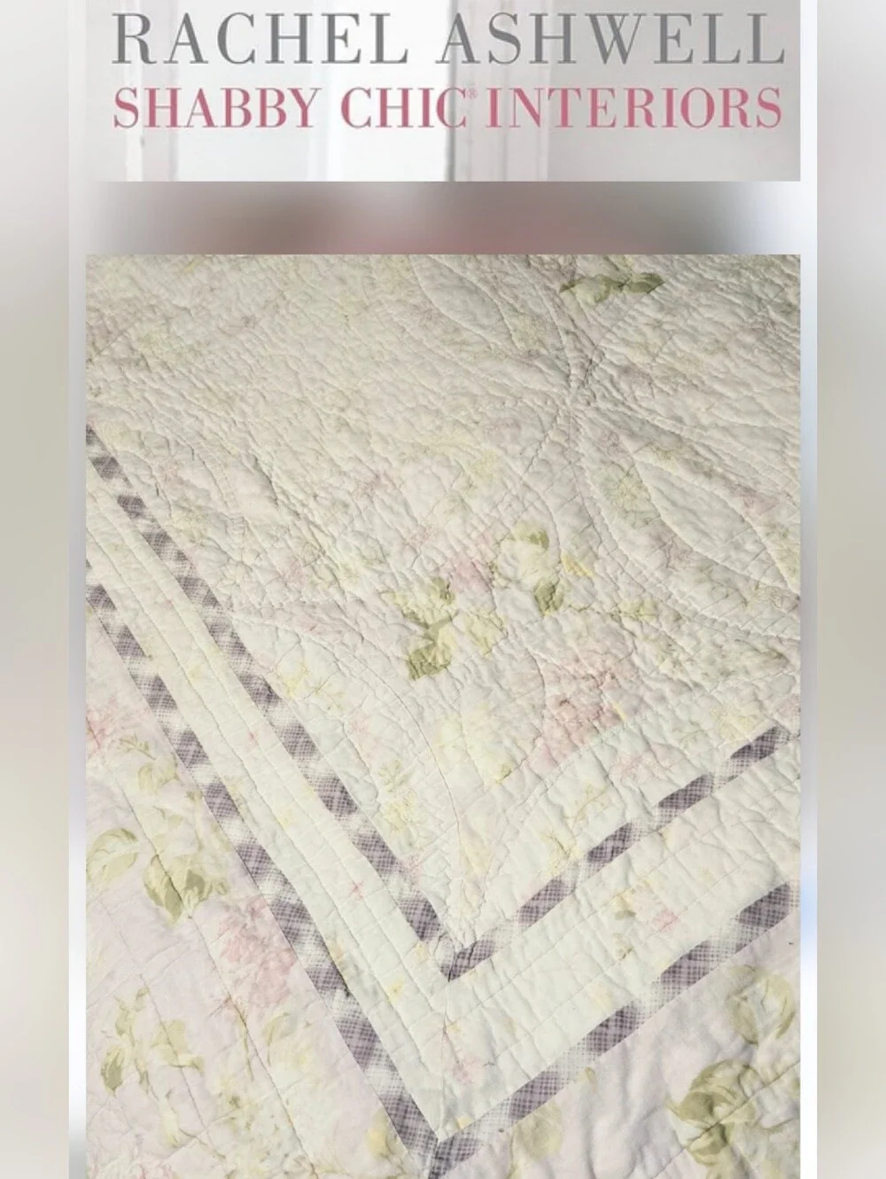 Rachel Ashwell Treasures Shabby Chic Pastel Floral Quilt White & Pink Twin Full